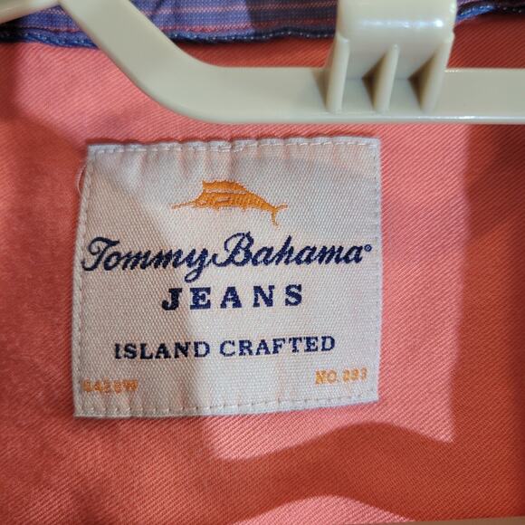 Tommy Bahama Jeans Button Up Shirt Mens Large Coral Long Sleeve Island Crafted - Picture 6 of 8